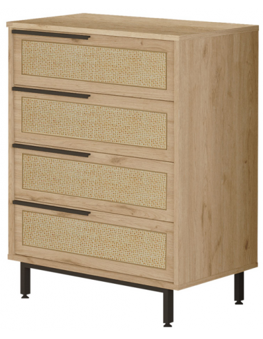 KVÆN Kommode i stål og møbelplade H83 x B75 x D44,5 cm - Sort/Eg/Natur