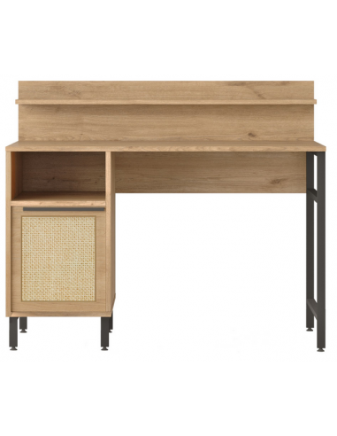 KVÆN Skrivebord i stål og møbelplade H100 x B120 x D60 cm - Sort/Eg/Natur