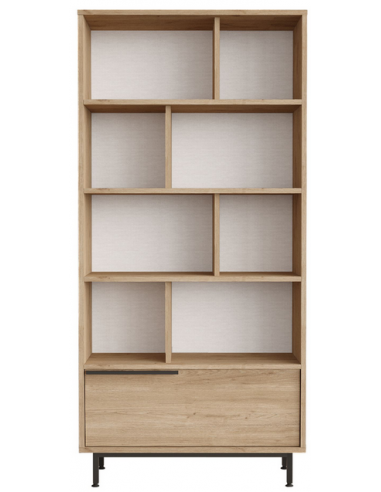 FAJA Bogreol i stål og møbelplade H176 x B84 x D30 cm - Sort/Eg