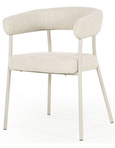 Yovi spisebordsstol med armlæn i metal og polyester H77 cm - Beige/Beige