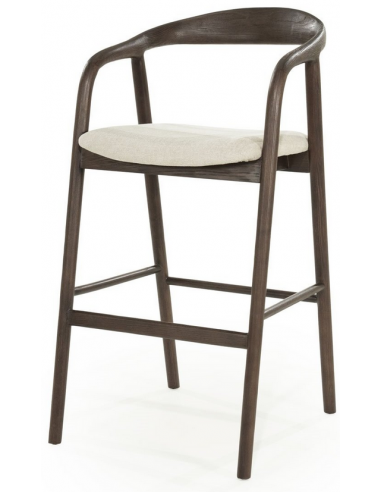 Rayven høj barstol i asktræ og polyester H104 cm - Mørkebrun/Beige