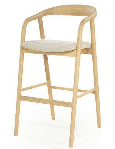 Rayven høj barstol i asktræ og polyester H104 cm - Natur/Beige