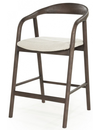 Rayven lav barstol i asktræ og polyester H94 cm - Mørkebrun/Beige