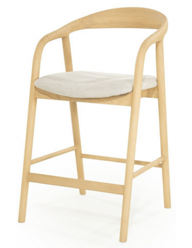 Rayven lav barstol i asktræ og polyester H94 cm - Natur/Beige