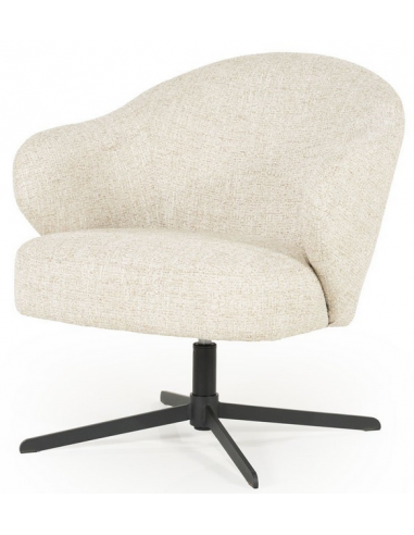 Connor loungestol med drejefod i metal og bouclé H78,5 cm - Sort/Beige