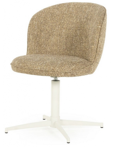 Esmee spisebordsstol med drejefod i jern og polyester H83 cm - Mat hvid/Sennepsgul