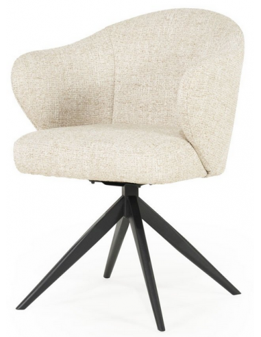 Connor spisebordsstol med drejefod i metal og bouclé H81,5 cm - Sort/Beige