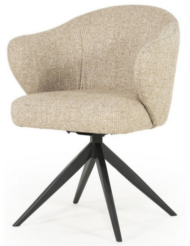Connor spisebordsstol med drejefod i metal og bouclé H81,5 cm - Sort/Taupe
