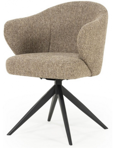 Connor spisebordsstol med drejefod i metal og bouclé H81,5 cm - Sort/Brun