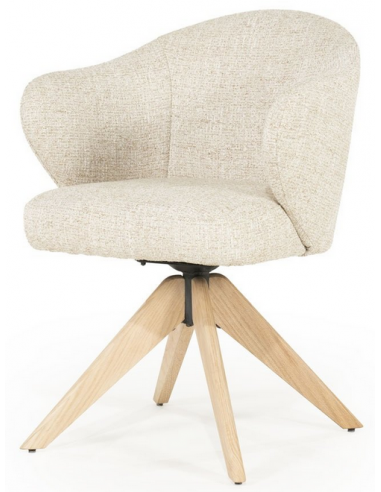 Connor spisebordsstol med drejefod i egetræ og bouclé H81,5 cm - Eg/Beige