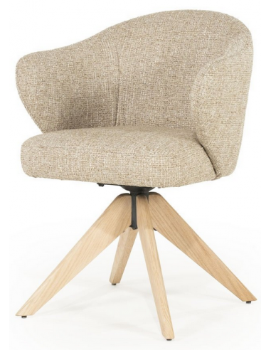 Connor spisebordsstol med drejefod i egetræ og bouclé H81,5 cm - Eg/Taupe