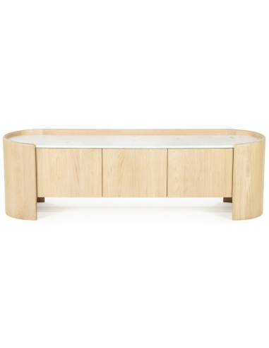 DON Tvbord i egetræ og marmor B165 cm - Eg/Hvid marmor