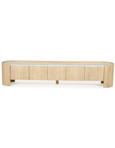 DON Tvbord i egetræ og marmor B240 cm - Eg/Hvid marmor