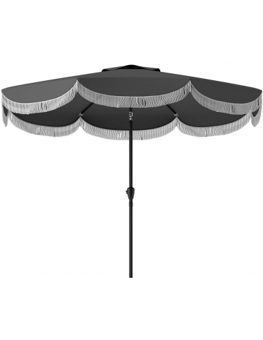 Parasol med frynser i metal og polyester Ø269 cm - Sort/Mørkegrå