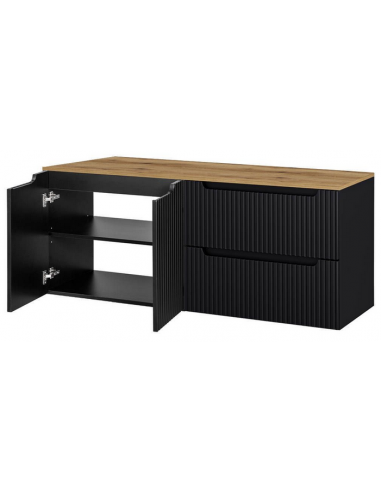 SKELBO Underskab til håndvaske i MDF og møbelplade B160,4 x D40 cm - Sort/Vild eg