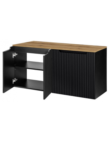 SKELBO Underskab til håndvaske i MDF og møbelplade B120,4 x D40 cm - Sort/Vild eg