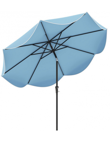 Parasol med kip i metal og polyester Ø270 cm - Sort/Lyseblå