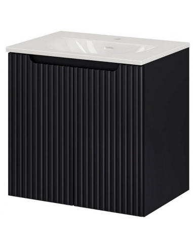 SKELBO Komplet badmiljø i MDF og keramik B61 x D40 cm - Sort/Hvid