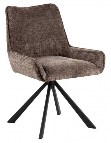 Edel rotérbar spisebordsstol i metal og chenille H81 cm - Sort/Støvet brun
