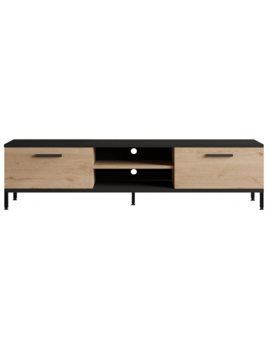 LEMPA Tvbord i metal og møbelplade H39 x B160 x D35 cm - Sort/Eg