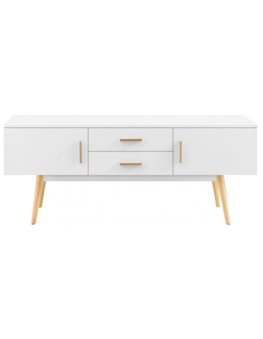 ALVA Tvbord i træ og møbelplade H56 x B140 x D40 cm - Natur/Hvid