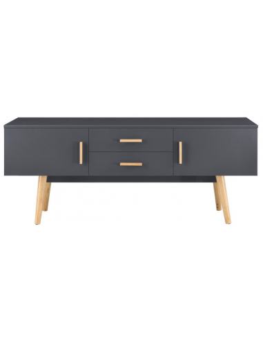 ALVA Tvbord i træ og møbelplade H56 x B140 x D40 cm - Natur/Grå