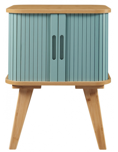 TYSVA Sengebord i bambus og MDF H58,5 x B45 x D45 cm - Natur/Blågrøn