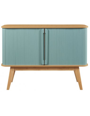 TYSVA Sideboard i bambus og MDF H80 x B110 x D40 cm - Natur/Blågrøn