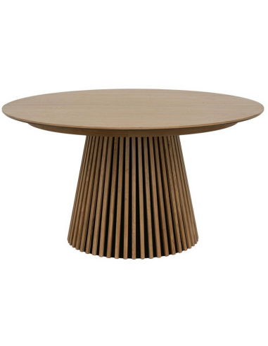 SVEND Rundt spisebord med udtræk i MDF og egetræsfinér Ø140 - 240 x 140 cm - Eg