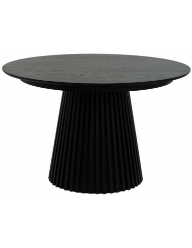 SVEND Rundt spisebord med udtræk i MDF og egetræsfinér Ø120 - 220 x 120 cm - Sort