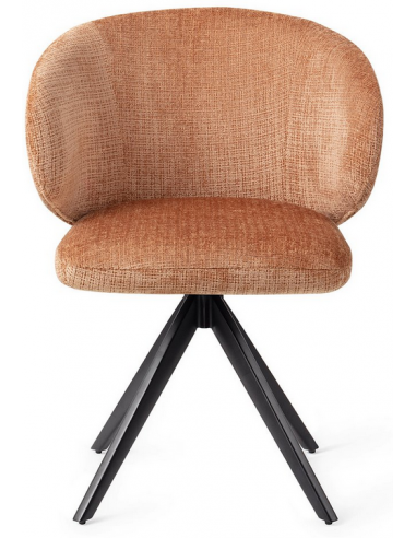 Spisebordsstol med drejefod i metal og polyester H81,5 cm - Sort/Abrikos
