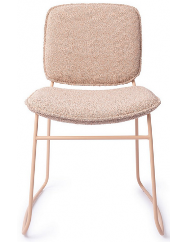 MAKI Spisebordsstol i metal og bouclé H81,5 cm - Støvet pink/Pink