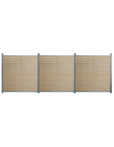 Komplet WPC Havehegn i aluminium og komposit H185 x B530 cm - Mørkegrå/Teak