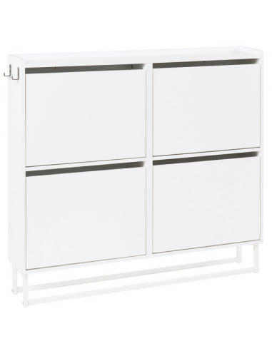 TORNIO Skoskab i metal og møbelplade H91,5 x B100 x D19 cm - Hvid