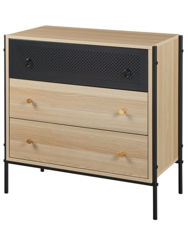 TYSNA Kommode i metal og møbelplade H80 x B80 x D40 cm - Sort/Eg