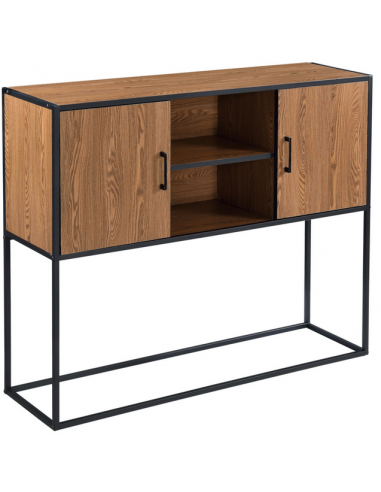 MOTALA Skænk i metal og møbelplade H90 x B108,5 x D30 cm - Sort/Brun