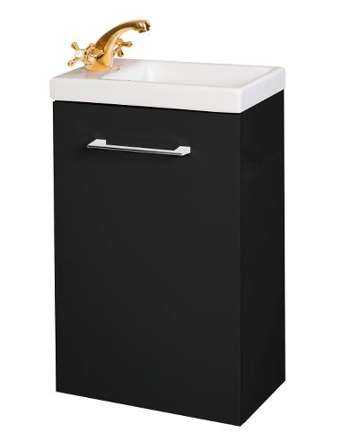 PORTO Komplet væg badmiljø i MDF og keramik H68 x B40 cm - Sort højglans