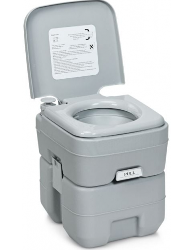 Campingkloset i kunststof med skyl H43 x B36 x D42 cm - Grå