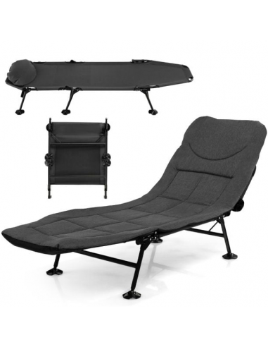 Gæsteseng i metal og polyester H29 x B194 x D69 cm - Sort/Grå