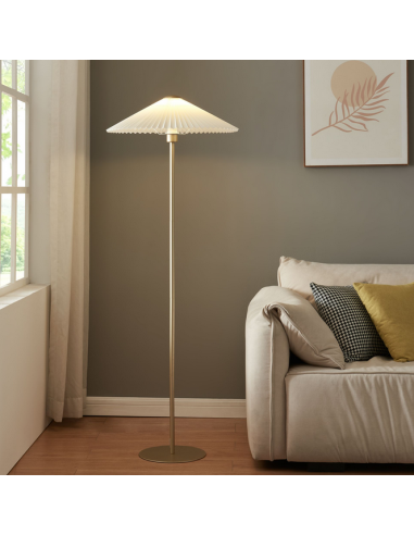 ADORE Gulvlampe i metal og polyester H147 cm 1 x E27 - Mat guld/Mat hvid