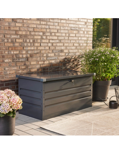 Hyndeboks i forzinket stål 400 liter H62 x B132 x D62 cm - Antracit