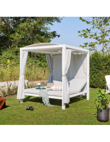 LYON Dobbelt solseng i stål og polyester 208 x 188 cm - Hvid/Lysegrå