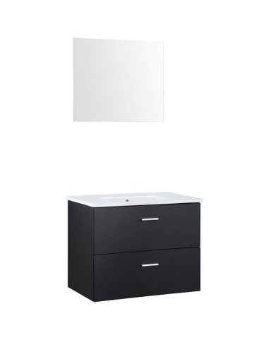 BERGAMO Komplet badmiljø i MDF og keramik H46,6 x B59 cm - Sort/Hvid