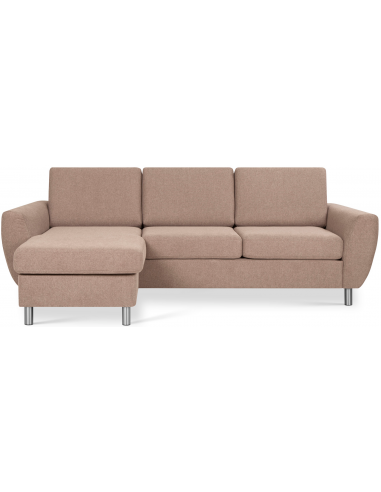 Wendy chaiselongsofa i polyester B233 x D137 cm - Børstet alugrå/Lysebrun