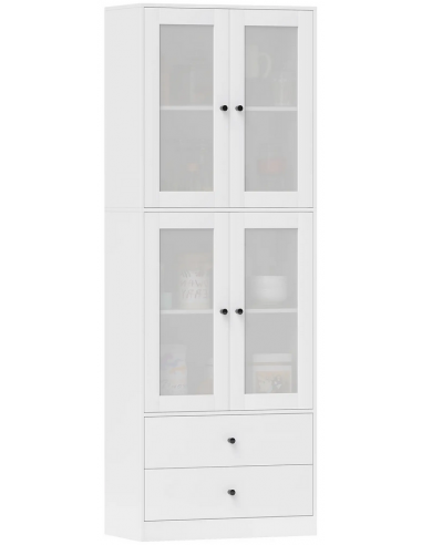 Køkkenskab i møbelplade og glas H170 x B59 x D30 cm - Hvid