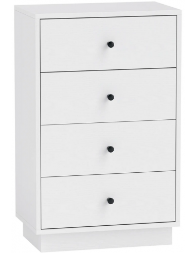 Kommode i møbelplade og metal H75 x B47 x D29 cm - Sort/Hvid træstruktur