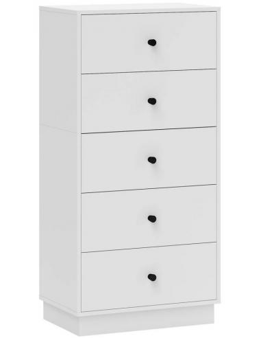 Kommode i møbelplade og metal H95 x B47 x D29 cm - Sort/Hvid træstruktur