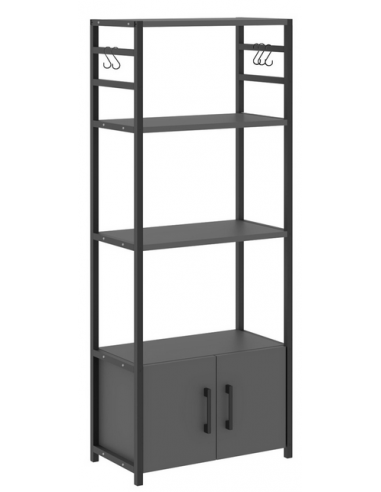Køkkenreol i metal og møbelplade H138,5 x B56 x D30 cm - Sort/Antracit