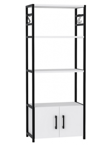Køkkenreol i metal og møbelplade H138,5 x B56 x D30 cm - Sort/Hvid