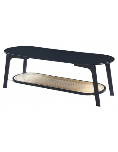 TAIVA Sofabord i bambus og polyrattan H40 x B120 x D43 cm - Sort/Natur